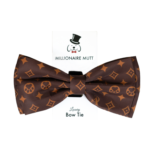 Luxury dog bow tie fashion parody chewy vuiton