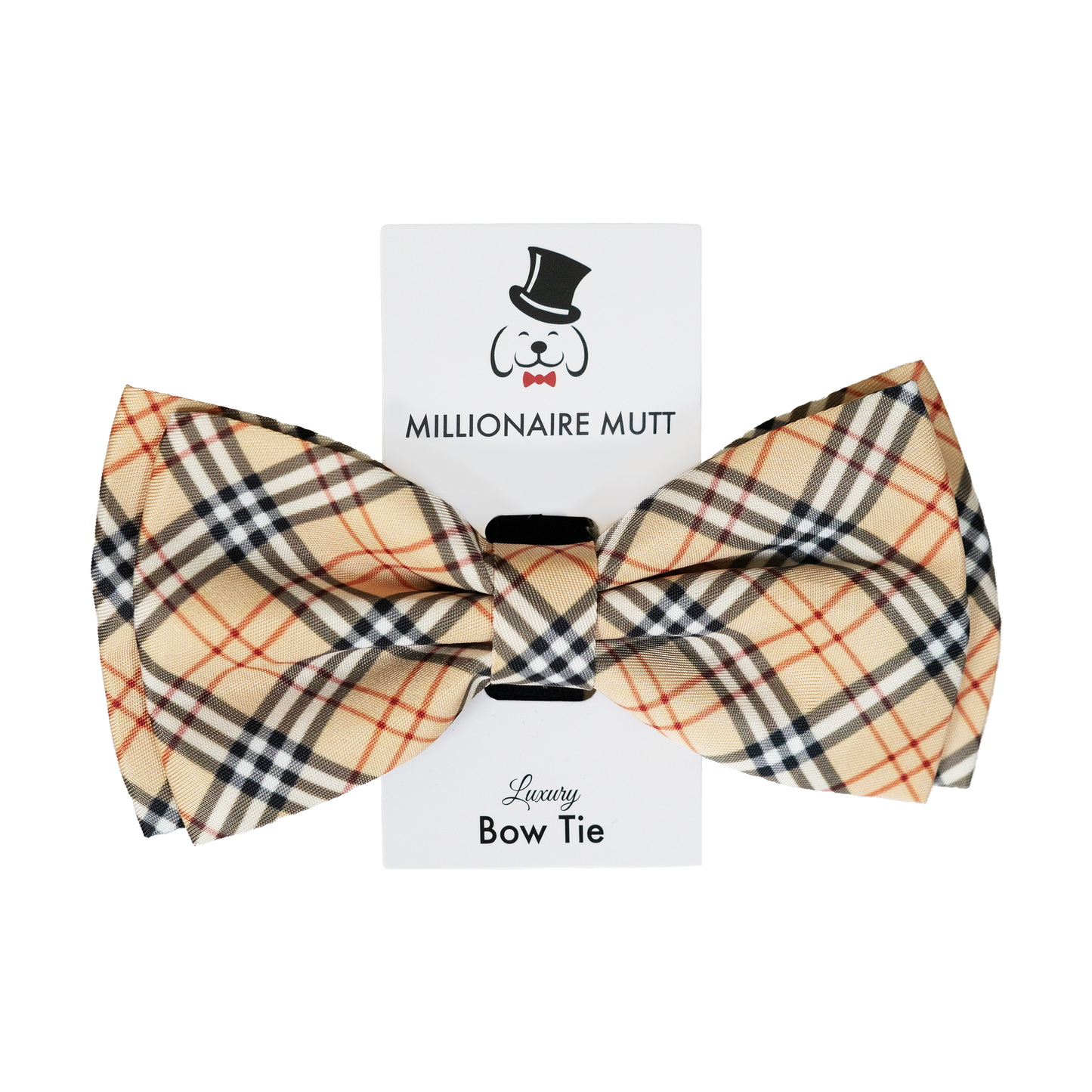 Luxury dog bow tie fashion parody plaid 