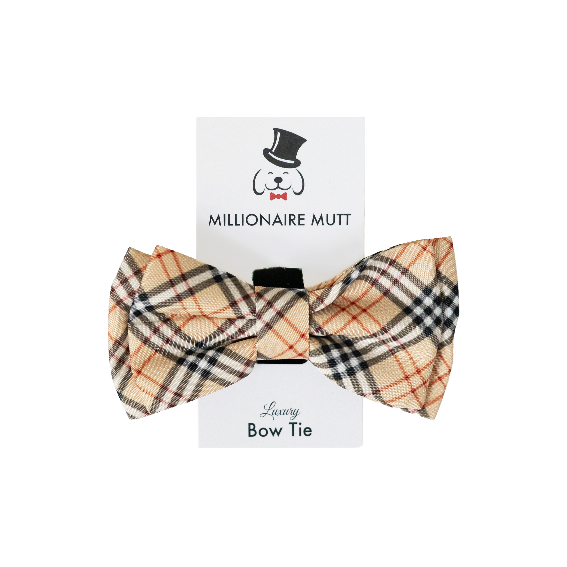 Luxury dog bow tie fashion parody plaid