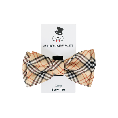 Luxury dog bow tie fashion parody plaid